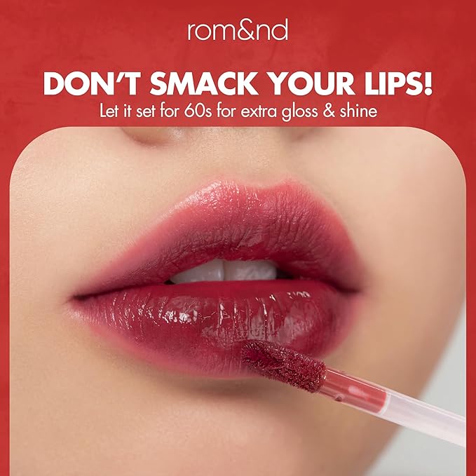rom&nd Juicy Lasting Tint #17 Plum Coke - K-Beauty Long-Wear Glossy Lip Stain for Cool Tones, Hydrating & Non-Sticky Deep Berry Plum