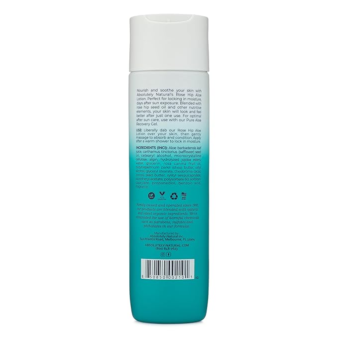 After Sun Lotion & Moisturizer with Aloe Vera, Rose Hip Oils, & Vitamin E | Helps Prevent Anti-Aging & Sunburn Relief - 8 Fl Oz