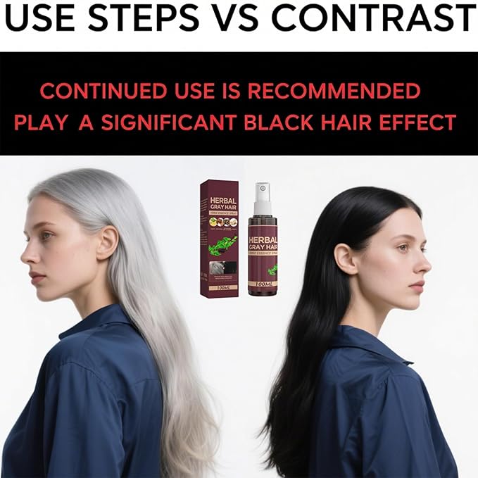 Herbal Gray Hair Spray, Hair Darkening Conditioner Spray, Herbal Hair Coloring Spray, Hair Darkening Conditioner, Reverse Grey Hair,Hair Coloring Essence for 4 Weeks Gradual Results (1-pcs)