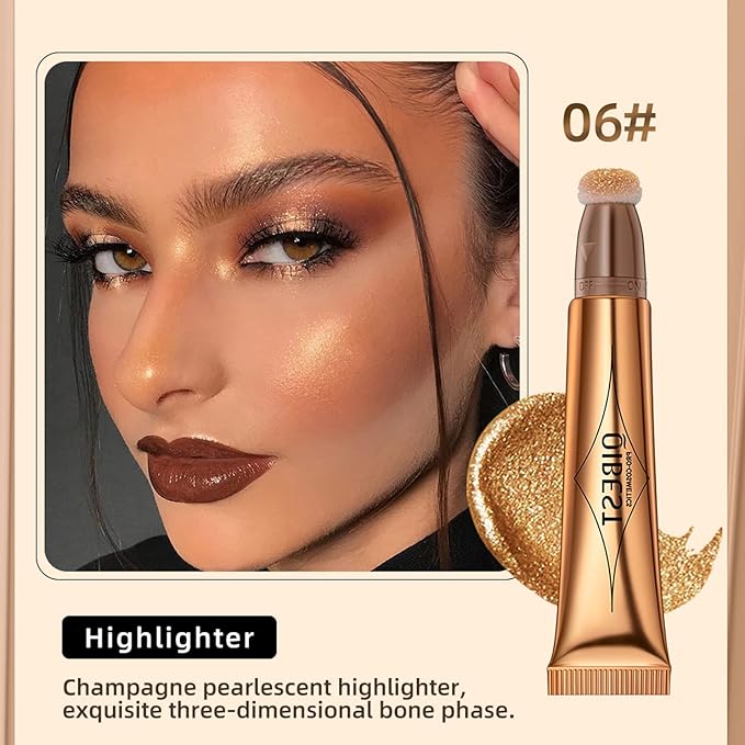 Highlighter Beauty Wand, Cream Liquid Highlighter Makeup Stick, Cruelty-free（Bronze Gold）