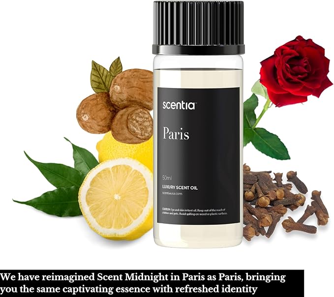 Scentia Hotel Diffuser Oil Inspired by The Hotel Costes Paris Scent - 50 mL 1.69 fl oz - Fragrance Oil Blend Rose, Clove & Sandalwood for Aromatherapy Diffuser & Humidifiers -Paris, Thanksgiving Gift