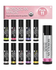 Moroccan Magic Organic Lip Balm & SPF15: 11 Piece Variety Pack Gift Set | Organic Argan and Essential Oils | Smooth | Natural | Non-Toxic | Cruelty Free | 11 Pack