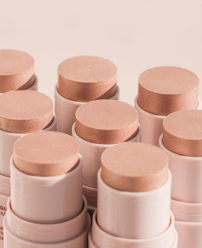 Wander Beauty On-the-Glow Blush and Illuminator - Bare/Nude Glow - 7-in-1 Hydrating Cream Blush & Highlighting Stick - Stick Blush for Cheeks, Lip, Face & Body - Highlighter Makeup & Blush - 0.4 oz