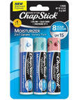 ChapStick Moisturizer 2-in-1 Lipcare SPF 15, Original, Black Cherry, Cool Mint, 3-Pack – Sunscreen Lip Balm with Aloe Vera and Vitamin E, 0.15 Oz Ea