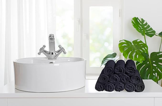 Softolle 100% Cotton Washcloths 60 Pack (12x12 Inches) Soft, Highly Absorbent Washcloth, Face Towels, Wash Cloths for Face, Ring Spun, Bulk Pack (Grey)