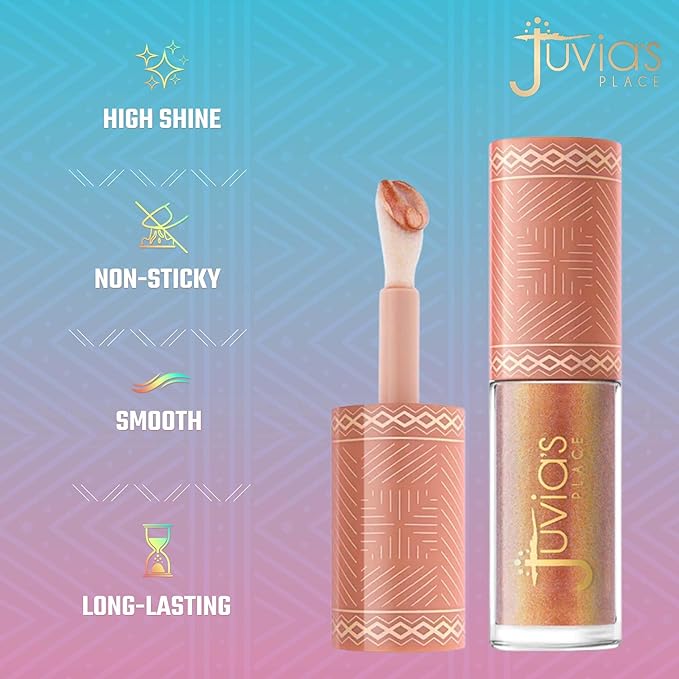 Juvia's Place Nubian Earth Glass Gloss Lip Gloss Oasis - Non-sticky Lip Makeup, Hydrating, Tinted Lip Gloss, Shine & Glow Lip Makeup, Beauty & Personal Care Products for Lips