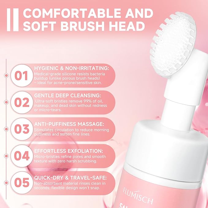 Salmon DNA PDRN Facial Cleanser | Low pH Hydrating Daily Foaming Face Wash with Soft Massage Heads | PDRN, Collagen & LHA | Gentle Pore Care & Radiant, Balanced-Looking Skin
