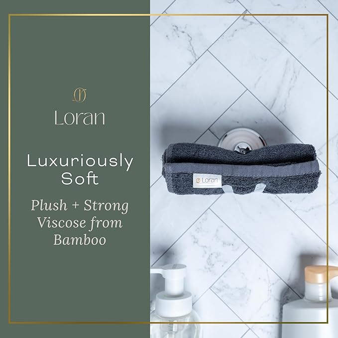 Charcoal Grey Extra Large Washcloths Set of 6 Soft Body Cloths 13” x 13” 70% Viscose Derived from Bamboo, 30% Cotton Spa-Like Feel Silky for Skin Cleansing