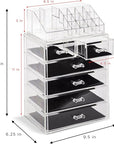 Sorbus Acrylic Makeup Organizer Set, 6-Drawer Vanity & Countertop Cosmetic Storage with Small & Wide Compartments, Clear Makeup Storage for Brushes, Jewelry – Holiday Gift for Women & Teens