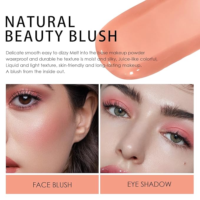 AKARY Soft Liquid Blush Makeup Lightweight, Velvet Beauty 01 Peach