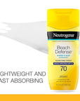 Neutrogena Beach Defense Water-Resistant Face & Body SPF 70 Sunscreen Lotion with Broad Spectrum UVA/UVB Protection, Oil-Free Fast-Absorbing Sunscreen Lotion, Oxybenzone-Free, 6.7 oz