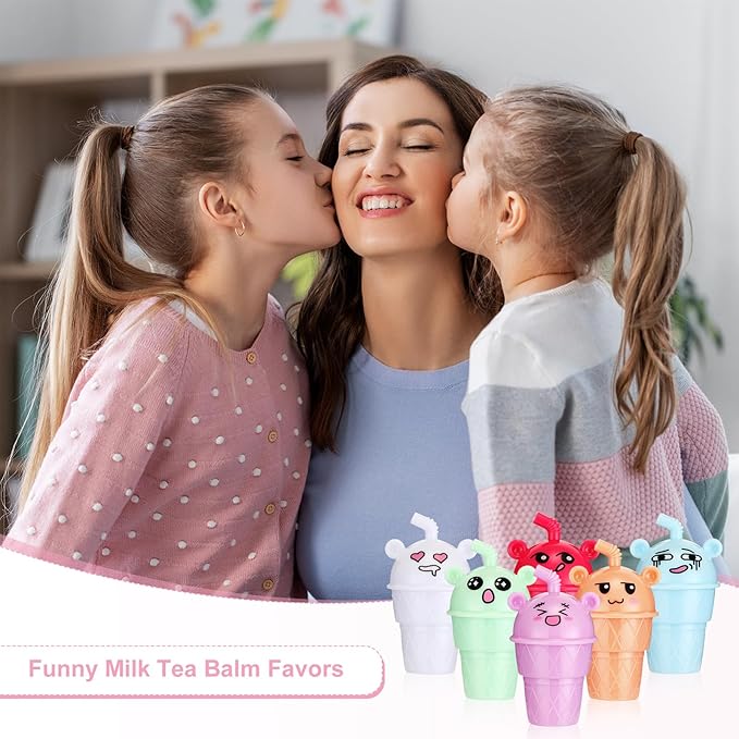 24 Sets Milk Tea Shaped Cute Girls