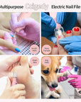 Professional Manicure Pedicure Electric Toenail Grinder Kit - Cordless Electric Nail File Set for Thick Nails Hand Feet Care ,15 Speed,Nail Drill with LED Display Ideal Gift for Men and Women-Pink