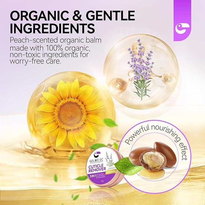 gelike ec Nail Care Cream Organic for Women: Lavender Natural Cuticle Softener Repair Cream for Dry and Splitting Cuticles & Rough and Rigid Skin