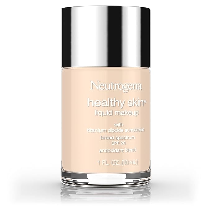 Neutrogena Healthy Skin Liquid Foundation Makeup with Broad Spectrum SPF 20 Sunscreen, Lightweight, Medium Coverage Makeup with Sunscreen and Pro-Vitamin B5, Classic Ivory 10, 1 fl. oz