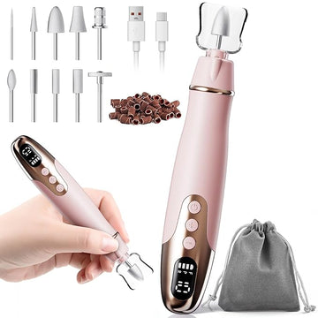 Aleanu Professional Manicure Pedicure Kit - 10 Speeds Cordless Nail Drill丨Rechargeable Pedicure Tools for feet, Nail Drill for Thick Nail Toenail Cuticle Women Men Baby Pets(Pink)
