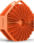 iTokGok® Premium 2-in-1 Silver-Infused Silicone Body Scrubber, Double-Sided Design Body Brush Silicone Body Scrubber Exfoliating Body Brushes for All Skin for Showering, Lathers Well - Orange