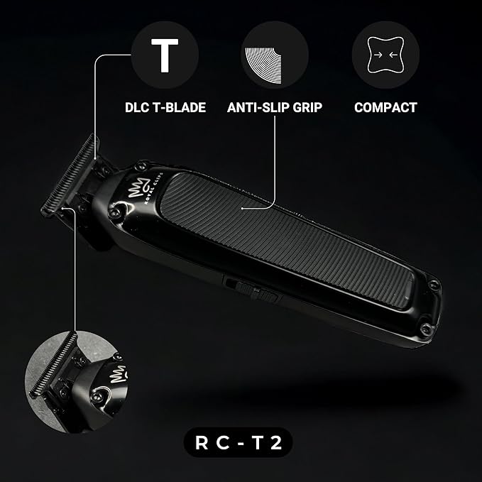 Royal Clips Hair and Beard Fade Kit 2.0 – Professional Clipper, Trimmer & Foil Shaver Bundle for Men, Complete Haircut Set for Barbers, Home Use & Grooming – 5-Hour Battery, 10pcs Limit Combs - Black