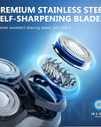 Electric Shaver for Men, 100% Washable Rechargeable Waterproof Electric Razor Wet & Dry Shaving with Pop-up Trimmer, 1 Hour Fast Charging, 4D Floating Head, LCD Power Indicator