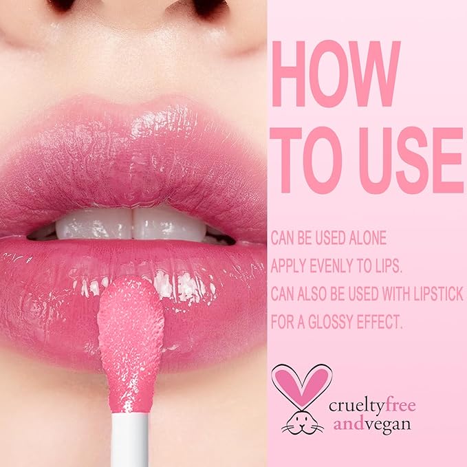 6 PCS Hydrating Lip Oil, Big Brush Head Lip Glaze Shiny Transparent Lip Glow Oil, Nourishing & Non-sticky Long Lasting Fresh Clear Smooth Lip Care Plumping Lip Oil (SET B)