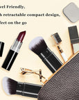 Retractable Makeup Brush, 2 Pack Kabuki Travel Powder Foundation Makeup Brush Face Blush Brushes for Blending Liquid, Blush, Bronzer, Buffing, Sunscreen,Flawless Cosmetics