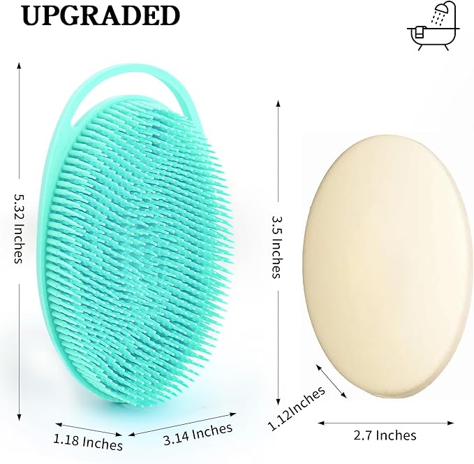 2 Pack Silicone Body Scrubber for Shower, Soft & Gentle Loofah Alternative for Sensitive Skin, Quick-Drying & Hygienic Body Wash Scrubber Brush for Women, Men & Kids (Blue & Green)