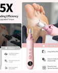 Professional Manicure Pedicure Electric Toenail Grinder Kit - Cordless Electric Nail File Set for Thick Nails Hand Feet Care ,15 Speed,Nail Drill with LED Display Ideal Gift for Men and Women-Pink
