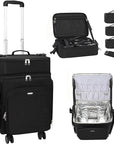 Relavel Rolling Makeup Case, 2 in 1 Hairstylist Traveling Bag Cosmetology Case on Wheels Large Hair Tools Cosmetics Train Case Makeup Artist Storage Organizer Trolley Suitcase with 360° Swivel Wheels