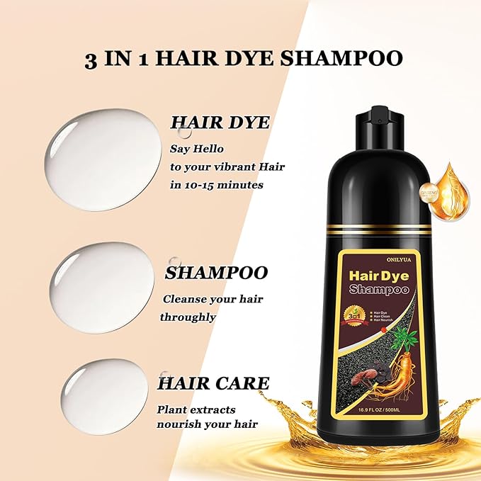 Instant Brown Hair Color Shampoo & Dye - 3 in 1 Blonde & Brown Hair Color Shampoo