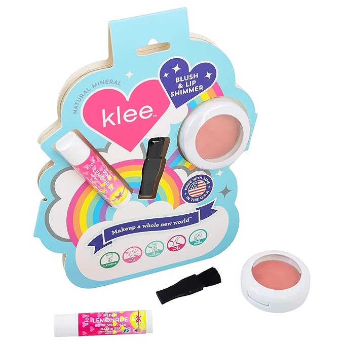 LunaStar Klee Blush and Lip Shimmer Makeup Kit. Gentle and Non-Toxic. Kid-Friendly. Made in USA. (Honey Pink Buzz)