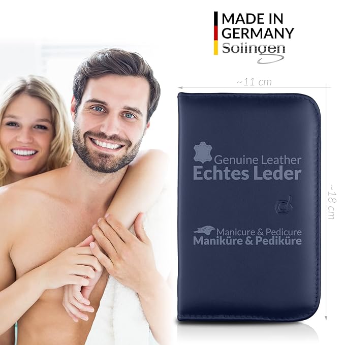 Manicure Set Women and Men – 12-Piece Professional Grooming Kit with Premium Tools, Genuine Leather Case, and exclusive Glass Nail File for Hand & Foot Care, German Quality