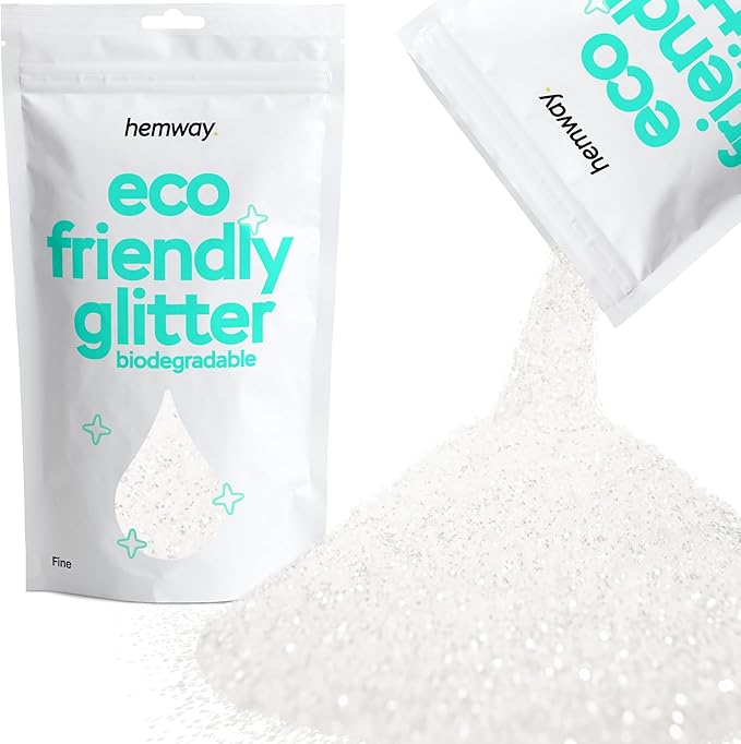 Hemway Biodegradable Glitter Eco Friendly - 100g/3.5oz Bio Cosmetic Safe Sparkle Vegan for Face Eyeshadow Body Hair Festival Makeup Craft - Fine (1/64" 0.015" 0.4mm) - White Iridescent