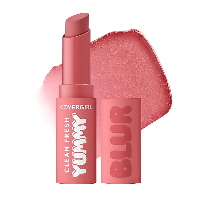 COVERGIRL Clean Fresh Yummy Blur Lipstick, Blurring Effect, Matte Lip Color, Sweet Pomegranate Flavored, Vegan Formula - 100 Blur in Pink (True Rosy Pink)