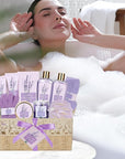 Luxury Bath & Body Set For Women LAVENDER & HONEY Large Spa Basket 13Pcs Luxurious Bath Spa Kit for women, Mother Day Gifts Perfect Spa Kit Bath Gift Set Spa Day Gifts Birthday Gift Baskets for Women