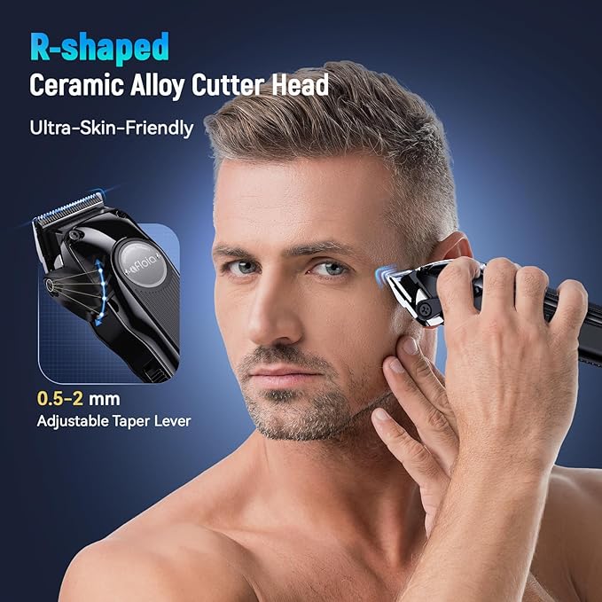 Professional Hair Clippers Trimmer for Men - Cordless Barber Clippers Set with High Torque Brushless Motor & DLC Coated Detachable Blade& Charging Stand, Premium Gifts for Men