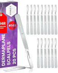 Disposable 14R Dermaplaning Razors - Pack of 20 Dermaplane Razor for Women Face, Dermaplaning Tool for Face, Dermaplane Scalpels
