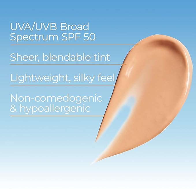 Eucerin Sun Tinted Age Defense Face Sunscreen Lotion SPF 50 with Hyaluronic Acid, Tinted Sunscreen for Face, Blendable Tint for All Skin Tones, Non Comedogenic and Hypoallergenic, 2.5 Fl Oz Bottle