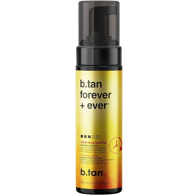 b.tan Ultra Long Lasting Self Tanner | Forever & Ever - Lasts Up to 11 Days, Fast Self Tanning, 1 Hour Sunless Tanner Mousse, No Fake Tan Smell, No Added Nasties, Vegan, Cruelty Free, 6.7 Fl Oz