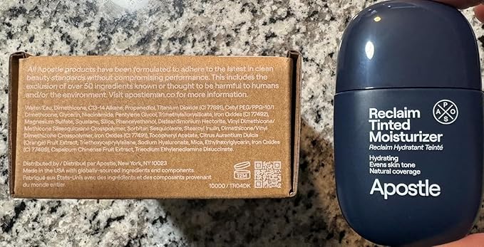 APOSTLE Reclaim Tinted Moisturizer for Men (4 Westmoreland) - Niacinamide, Vitamin E, Squalane, Hyaluronic Acid, Tinted Face Moisturizer For Men. Hydrates, Evens Skin Tone, 1 Fl. Oz.