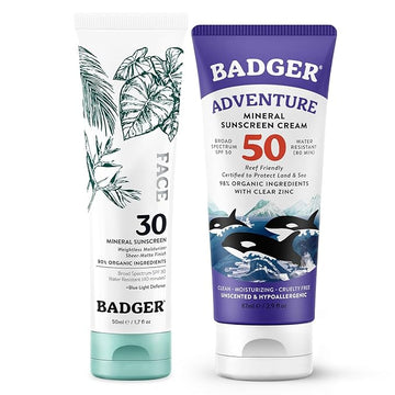 Badger SPF 50 Mineral Sunscreen and SPF 30 Mineral Face Sunscreen