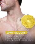 iTokGoK® Premium Silver-Infused Double-Sided Design 2-in-1 Silicone Body Scrubber for Men,Body Buffer Scrubber for Sensitive Skin, Ergonomic No-Slip Handle, Long-Lasting & Easy to Clean - Yellow