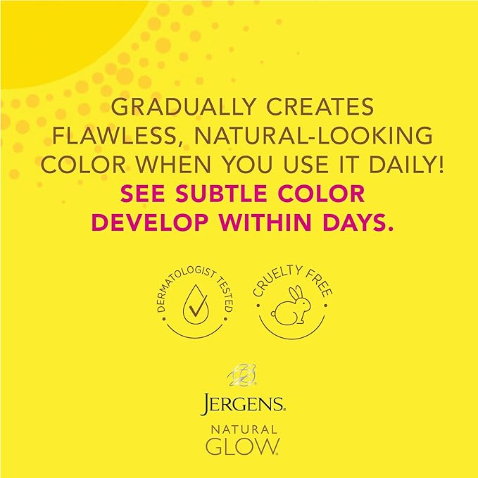 Jergens Natural Glow Self Tanner Face Moisturizer with SPF 20 Facial Sunscreen, Medium to Deep Skin Tone, Sunless Tanning, Oil Free, Broad Spectrum Protection UVA and UVB, 2 oz (Packaging May Vary)