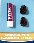 NIVEA Blackberry Lip Care, Tinted Lip Balm with Shea Butter, Nourishing Oils and Vitamin C & E, 3-in-1 Moisture, Repair (for Dry Lips) and Color, 0.17 Oz Stick
