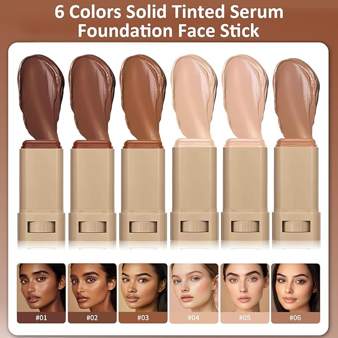 Beauty Balm Serum Boosted Skin Tint, Foundation Stick, Tinted Moisturizer for Face, Full Coverage Foundation, Concealer Stick for Foundation Makeup, Contour Sticks for Face Makeup, Dewy Finish (#05)