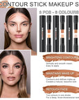 6 Colors Cream Contour Stick Makeup Kit, Primer Face Highlighter Contouring for Beginners, Highlight and Contour Kit, Cream Concealer Makeup Blush Stick, Primer Face Corrector (SET B)