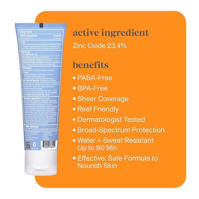 Thinksport Mineral Sunscreen, SPF 50 Clear Zinc Oxide Sunscreen, 3 Fl Oz, Natural, Water Resistant, Reef Safe, Broad Spectrum UVA/UVB Sun Screen for Sun Protection, Travel Size