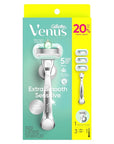 Venus Extra Smooth Sensitive Women's Razor with Reusable Razor Handle, 3 Razor Blade Refills and Shower Holder