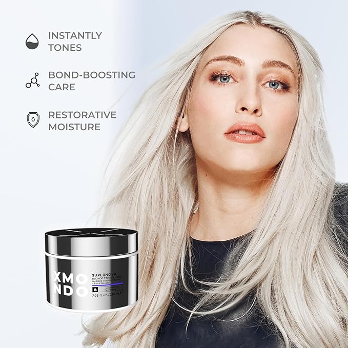 XMONDO Supernova Blonde Toning Reparative Mask – Tones, Repairs, & Hydrates, Vegan with Jojoba Oil, 7.95 oz