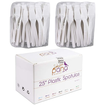 PANA 200pcs Cosmetic Make Up Disposable Plastic 2.5" Spatulas Skin Care Facial Cream Mask Spatula (WHITE-200 Pieces in a Box)