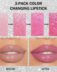 DAGEDA 3PCS Glitter Lipstick, Moisturizing Glossy
